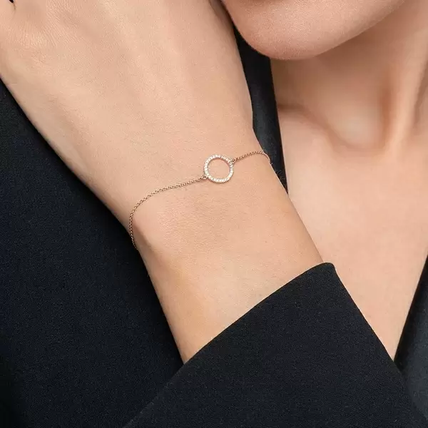 Leaf Jewelry Armkette Circle mit Diamanten, 18 K Roségold Super Sparpreis