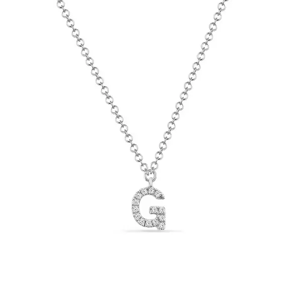 Leaf Jewelry Halskette Letter "G", 14 K Weißgold mit Diamanten Wochenangebot