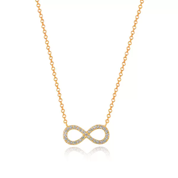 Leaf Jewelry Halskette Infinity mit Diamanten, 18 K Gelbgold Kostenlose Rückgabe