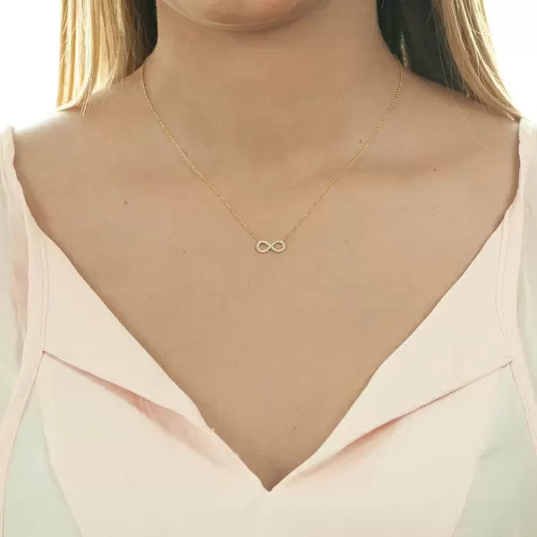 Leaf Jewelry Halskette Infinity mit Diamanten, 18 K Gelbgold Kostenlose Rückgabe