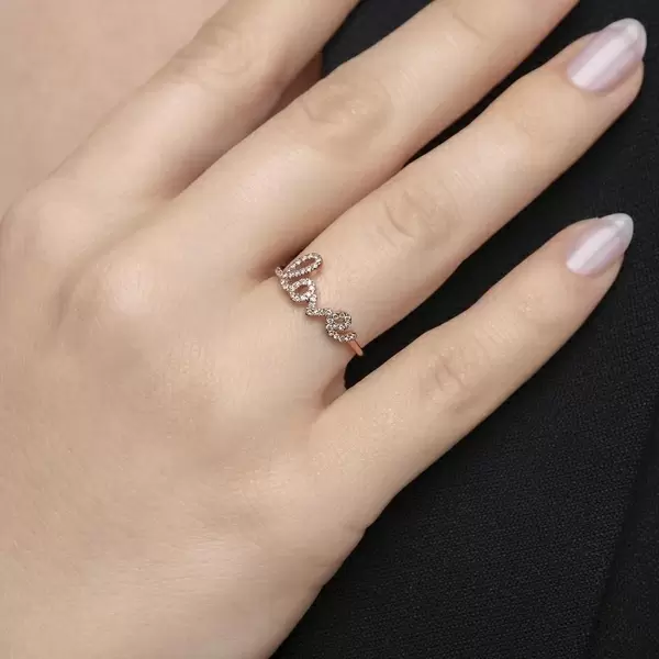 Leaf Jewelry Ring Love 18K Roségold mit Diamanten Letzter Tag