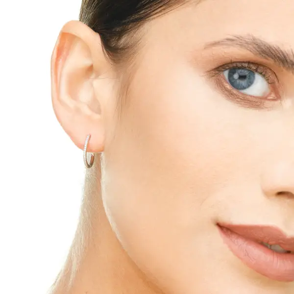 Leaf Jewelry Creole Oval S mit Diamanten, 18 Weißgold Zeitbegrenzte Promotion