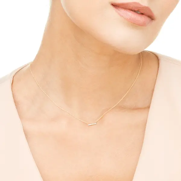 Leaf Jewelry Halskette Horizontal Bar, Diamant, 14 K Gelbgold Bis zu 50% Rabatt