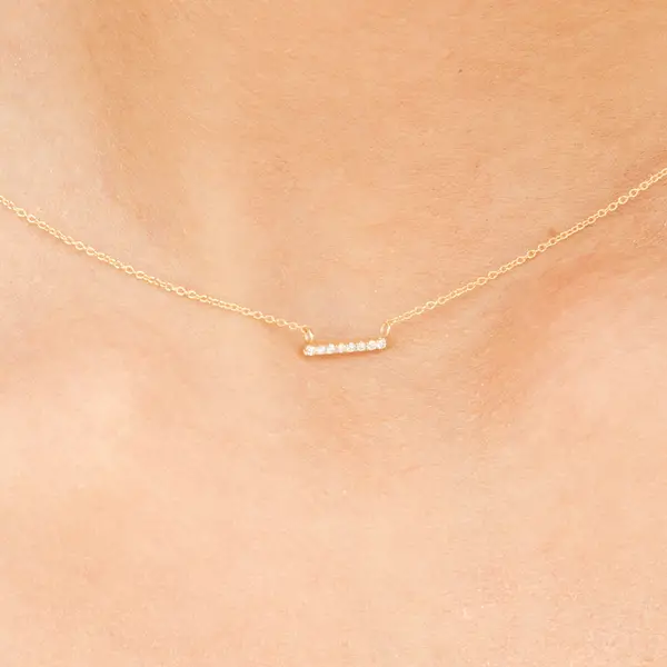 Leaf Jewelry Halskette Horizontal Bar, Diamant, 14 K Gelbgold Bis zu 50% Rabatt