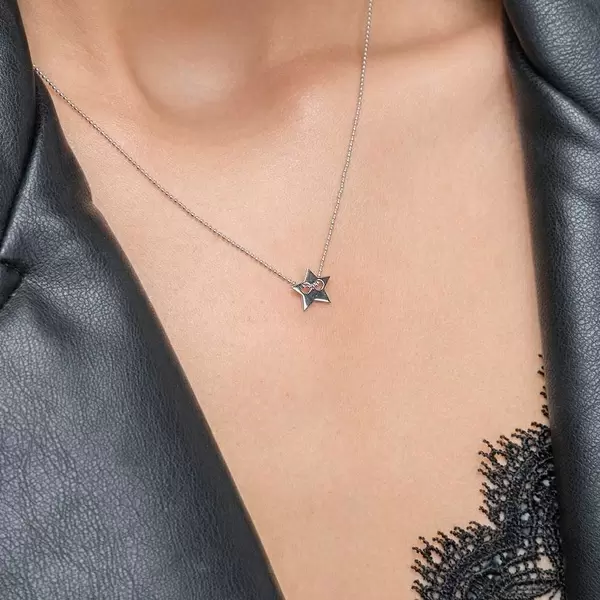 Leaf Jewelry Halskette Star, 14 K Weißgold Sonderangebot der Fabrik