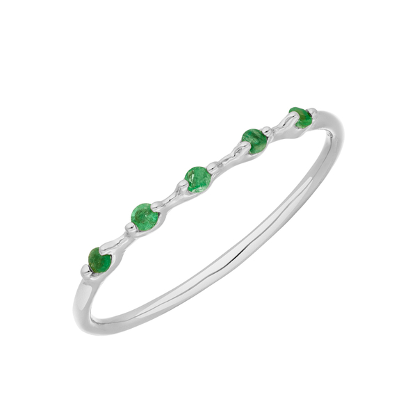 Leaf Jewelry Ring mit 5 Smaragden, 14K Weißgold Vierteljährliche Förderung