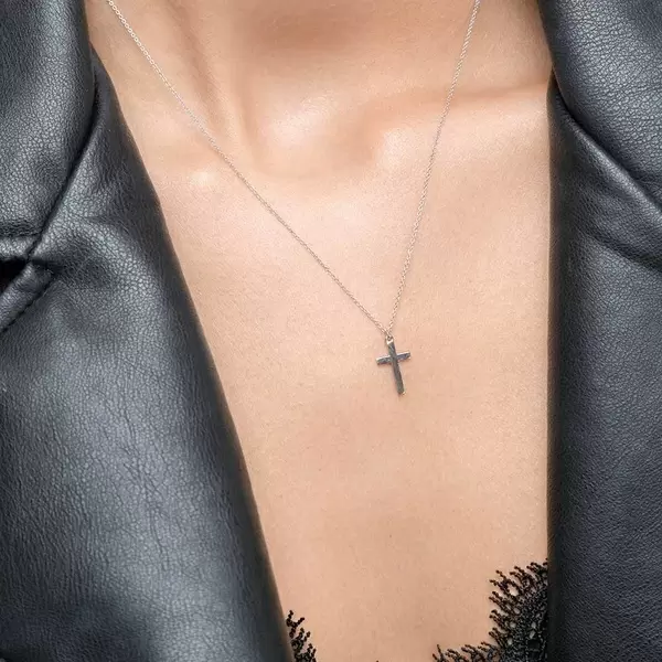 Leaf Jewelry Halskette Kreuz, 14 K Weißgold Discount Store für neue Produkte