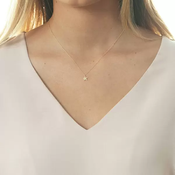 Leaf Jewelry Halskette Stern mit Diamanten, 18 K Gelbgold Riesige Rabatte