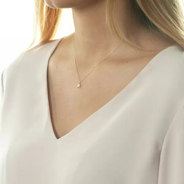 Leaf Jewelry Halskette Stern mit Diamanten, 18 K Gelbgold Riesige Rabatte