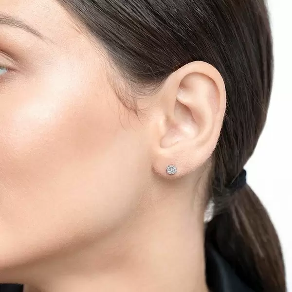 Leaf Jewelry Ohrringe Pavé mit Diamanten, 18 K Weßgold Fabrikladen