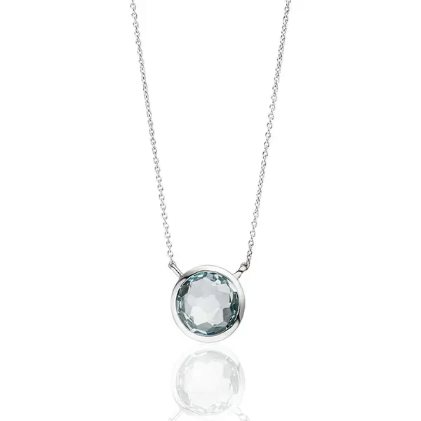 Leaf Jewelry Halskette Blauer Topas, 14 K Weißgold Speichern exportieren
