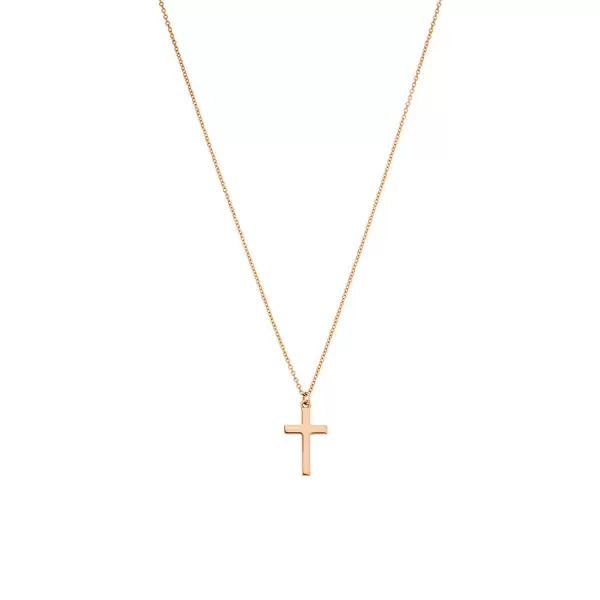 Leaf Jewelry Halskette Kreuz, 14 K Rosegold Rabatte dieses Monats