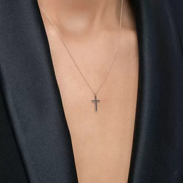 Leaf Jewelry Halskette Kreuz, 14 K Rosegold Rabatte dieses Monats