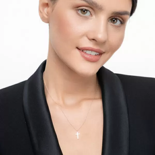Leaf Jewelry Halskette Kreuz, 14 K Rosegold Rabatte dieses Monats