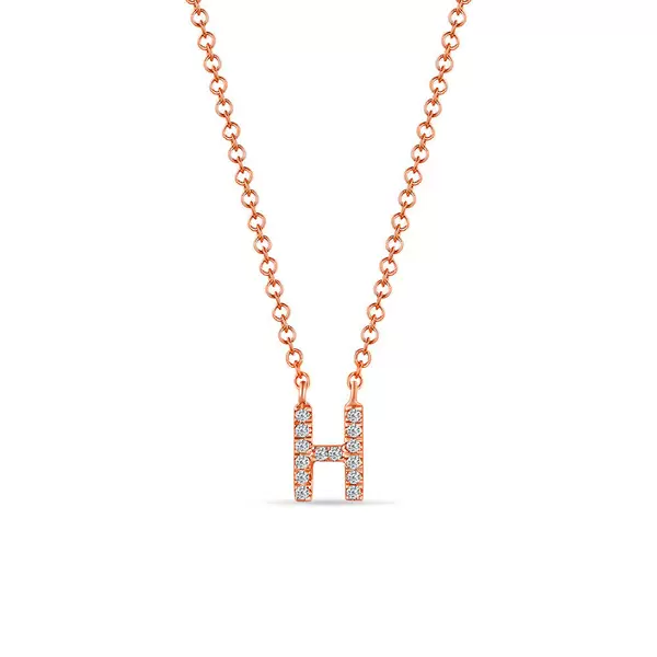 Leaf Jewelry Halskette Letter "H", 14 K Rosegold mit Diamanten Outlet