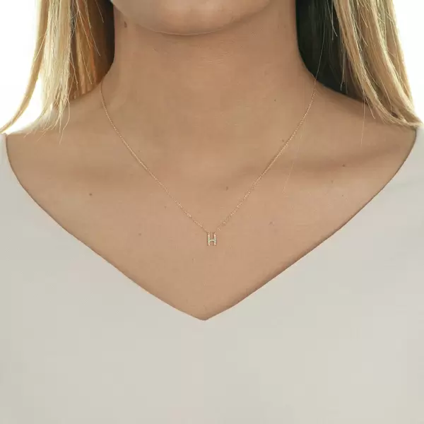 Leaf Jewelry Halskette Letter "H", 14 K Rosegold mit Diamanten Outlet