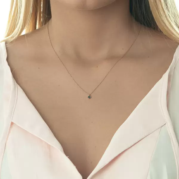 Leaf Jewelry Halskette Cabochon, Blauer Topas, 14 K Roségold Auslauf
