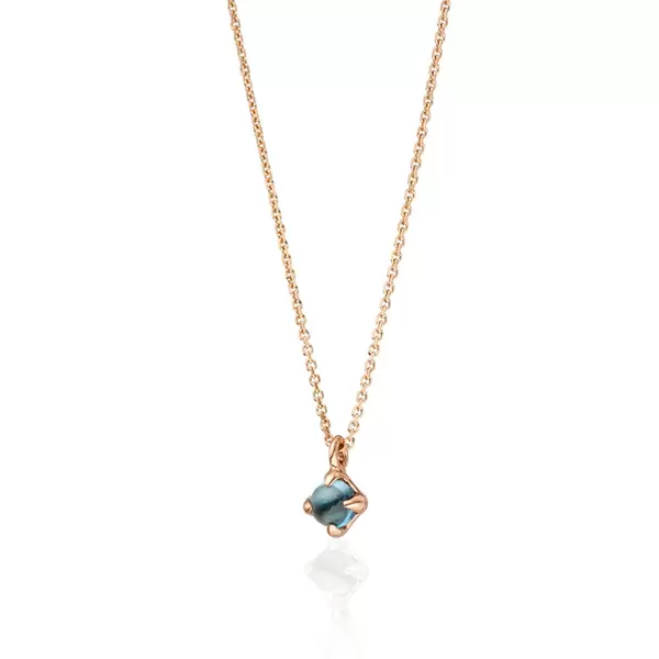 Leaf Jewelry Halskette Cabochon, Blauer Topas, 14 K Roségold Auslauf
