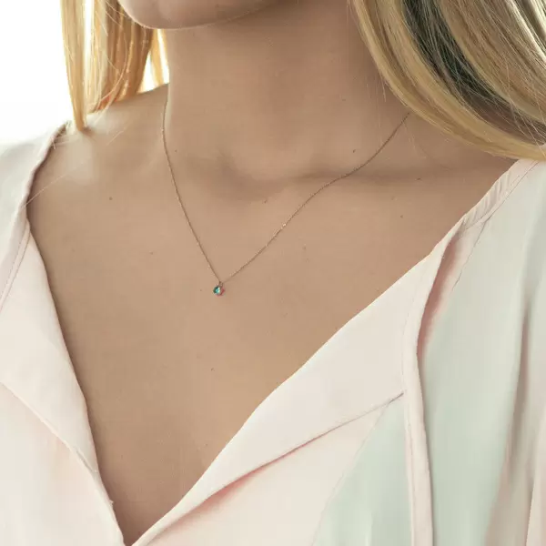 Leaf Jewelry Halskette Cabochon, Blauer Topas, 14 K Roségold Auslauf