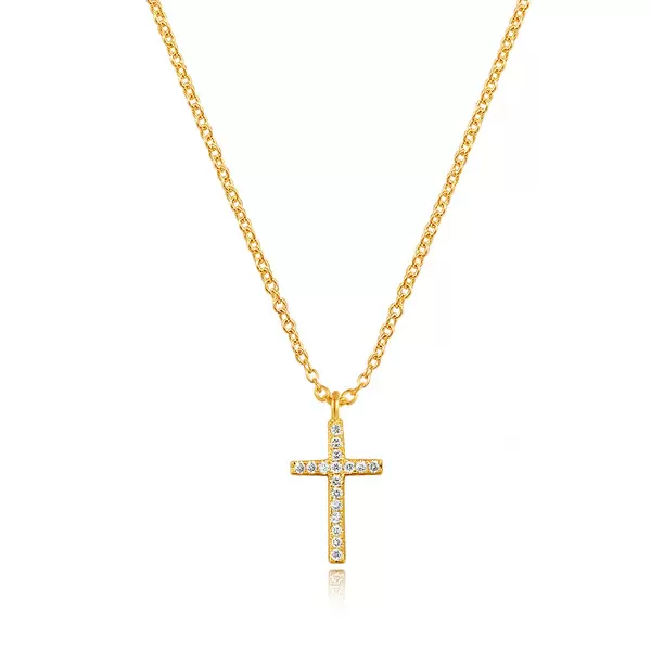 Leaf Jewelry Halskette Kreuz mit Diamanten, 18 K Gelbgold Angebote