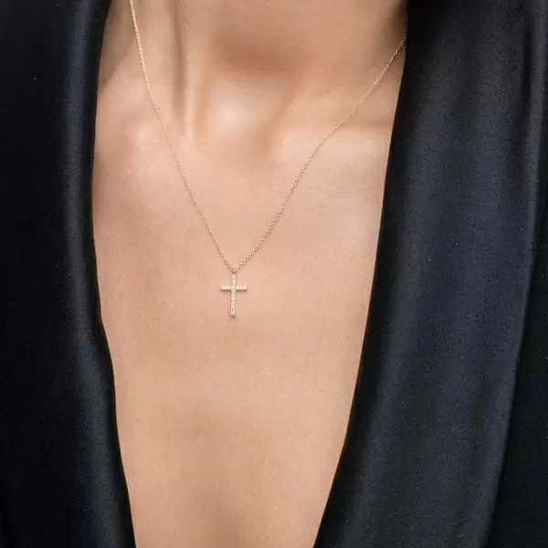 Leaf Jewelry Halskette Kreuz mit Diamanten, 18 K Gelbgold Angebote