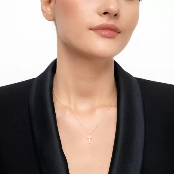 Leaf Jewelry Halskette Kreuz mit Diamanten, 18 K Gelbgold Angebote