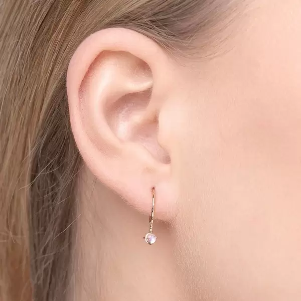 Leaf Jewelry Ohrringe Cabochon, Mondstein, 14 K Gelbgold Günstiger Verkauf