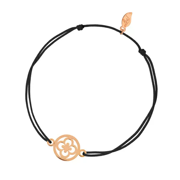 Leaf Jewelry Glücksbändchen Clover, 14 K Rosegold, Schwarz Blitzverkäufe