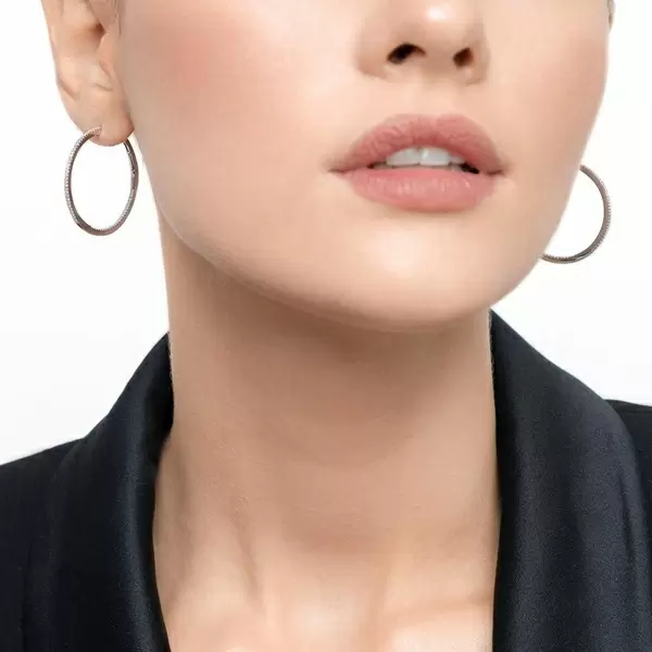 Leaf Jewelry Creole Circle M mit Diamanten, 30mm, 18 K Weißgold Günstig kaufen