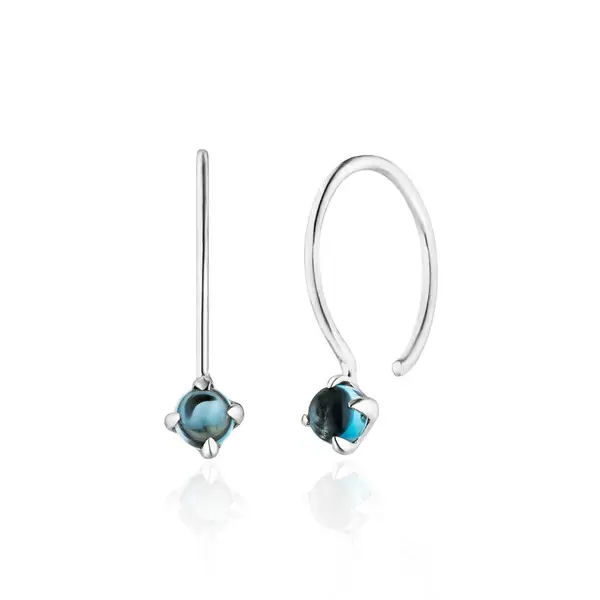 Leaf Jewelry Ohrringe Cabochon, Blaue Topas, 14 K Weißgold Exklusivangebot
