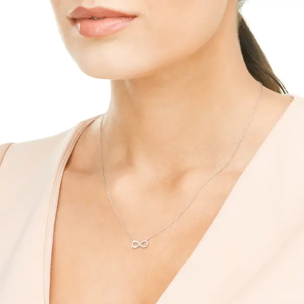 Leaf Jewelry Halskette Infinity mit Diamanten, 18 K Weissgold Preisnachlass