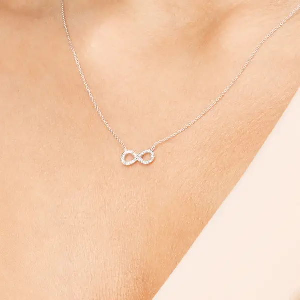 Leaf Jewelry Halskette Infinity mit Diamanten, 18 K Weissgold Preisnachlass