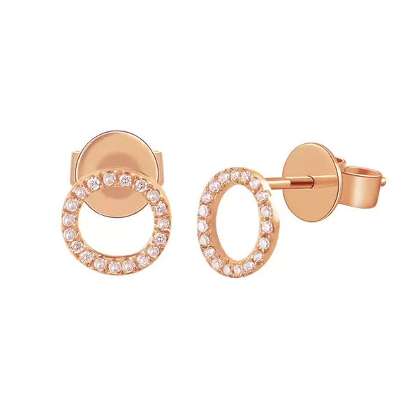 Leaf Jewelry Ohrringe Circle mit Diamanten, 18 K Rosegold Saisonschlussverkauf