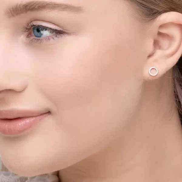 Leaf Jewelry Ohrringe Circle mit Diamanten, 18 K Rosegold Saisonschlussverkauf
