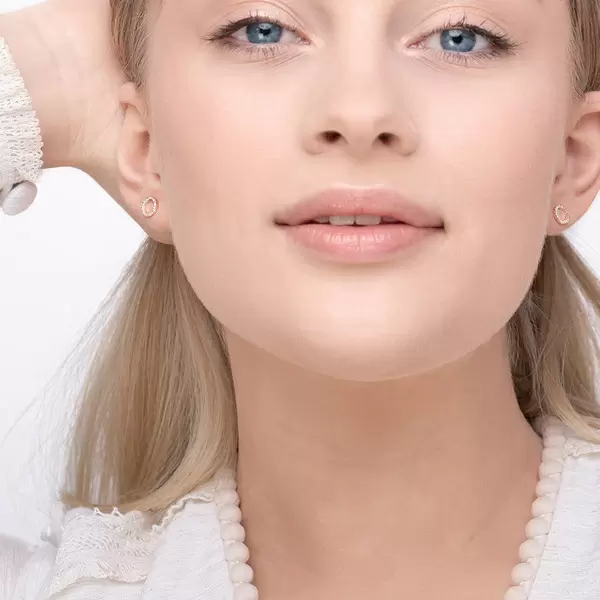 Leaf Jewelry Ohrringe Circle mit Diamanten, 18 K Rosegold Saisonschlussverkauf
