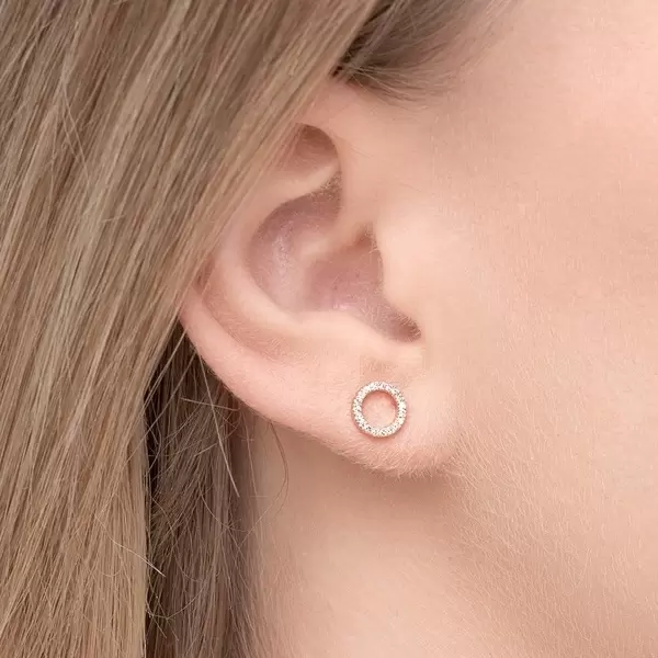 Leaf Jewelry Ohrringe Circle mit Diamanten, 18 K Rosegold Saisonschlussverkauf