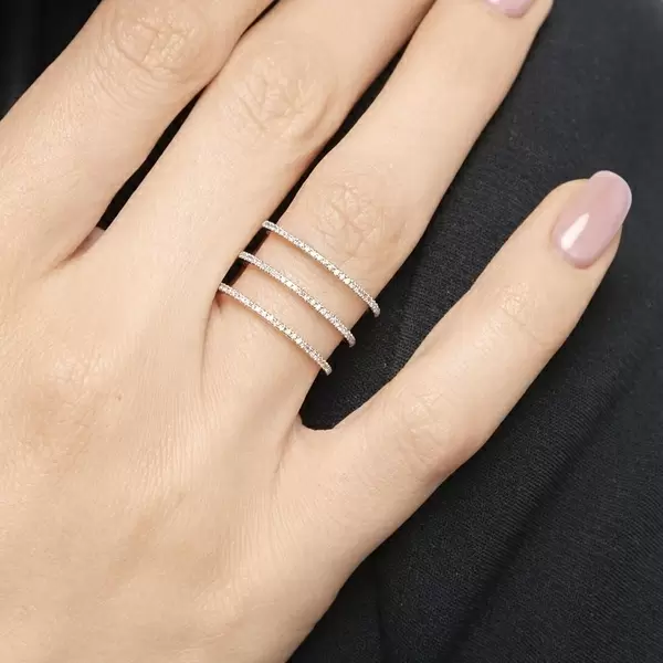 Leaf Jewelry Ring Triple mit Diamanten, 18K Gelbgold Black Friday