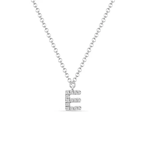 Leaf Jewelry Halskette Letter "E", 14 K Weißgold mit Diamanten Cyber Monday