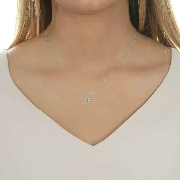 Leaf Jewelry Halskette Letter "E", 14 K Weißgold mit Diamanten Cyber Monday