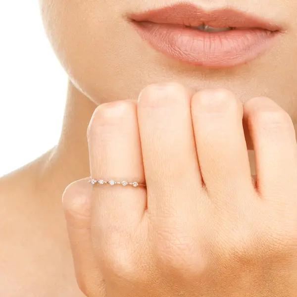 Leaf Jewelry Ring mit 5 Diamanten, 14K Rosegold Weihnachtsangebot
