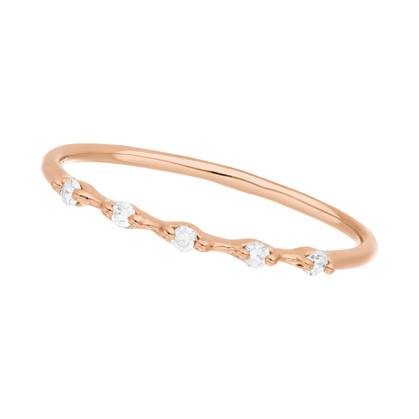 Leaf Jewelry Ring mit 5 Diamanten, 14K Rosegold Weihnachtsangebot