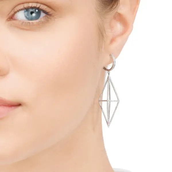 Leaf Jewelry Ohrringe Trapez mit Diamanten, 18 K Gelbgold Vatertagsangebot