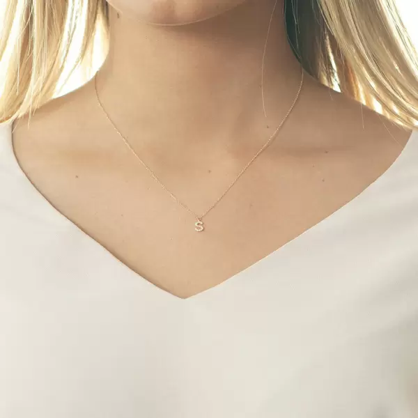 Leaf Jewelry Halskette Letter "S", 14 K Rosegold mit Diamanten Valentinstagsangebot