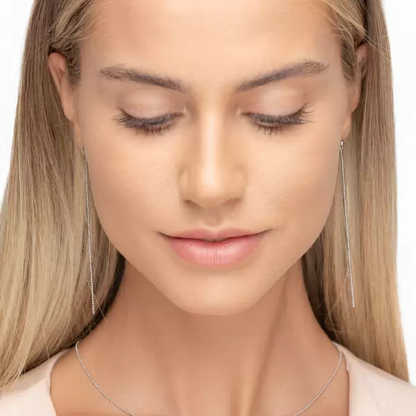 Leaf Jewelry Ohrringe Ball Chain, 14 K Weißgold Lagerräumung