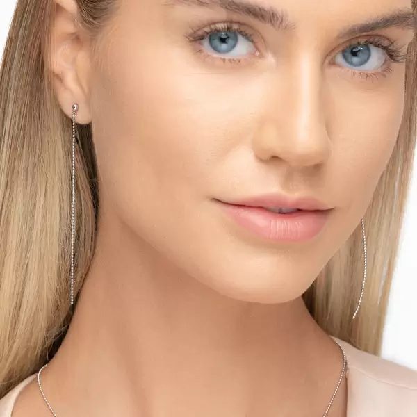 Leaf Jewelry Ohrringe Ball Chain, 14 K Weißgold Lagerräumung