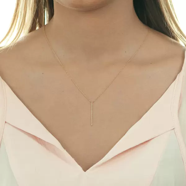 Leaf Jewelry Halskette Bar Diamanten, 18 K Rosegold Heißer Verkauf