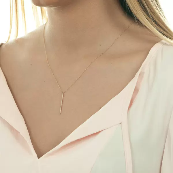 Leaf Jewelry Halskette Bar Diamanten, 18 K Rosegold Heißer Verkauf