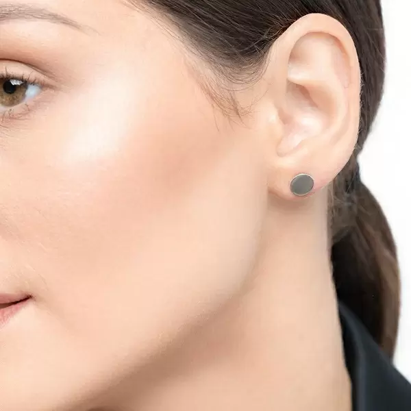 Leaf Jewelry Ohrstecker Disc 8 mm, 14 K Weissgold Neueste Mode