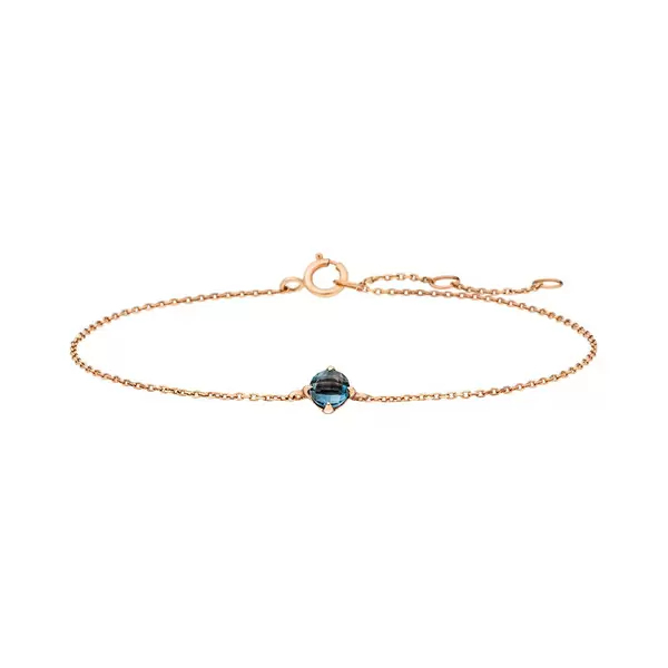 Leaf Jewelry Armkette Cabochon, Blue Topaz, 14 K Rosegold Online Outlet