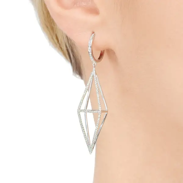 Leaf Jewelry Ohrringe Trapez mit Diamanten, 18 K Rosegold Blitzangebot